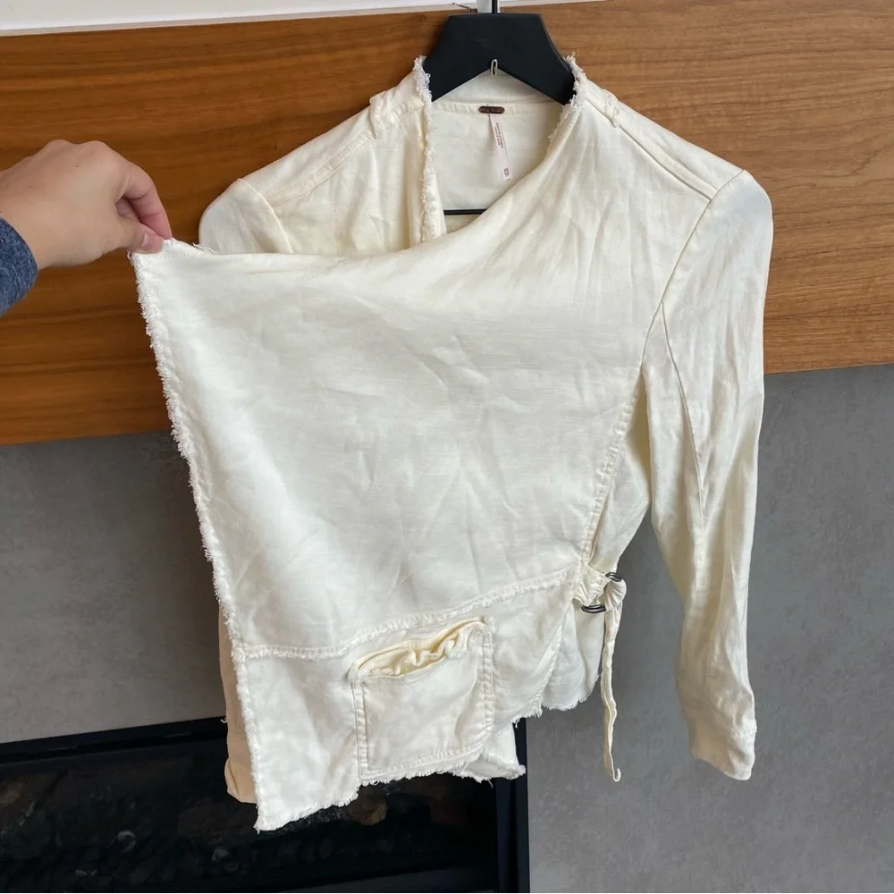 NWOT Free People Rae Femme Ivory Linen Jacket, Size XS